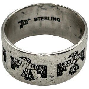 Vintage Bell Trading Post 925 Sterling Silver Navajo Thunderbird Ring - Size 8